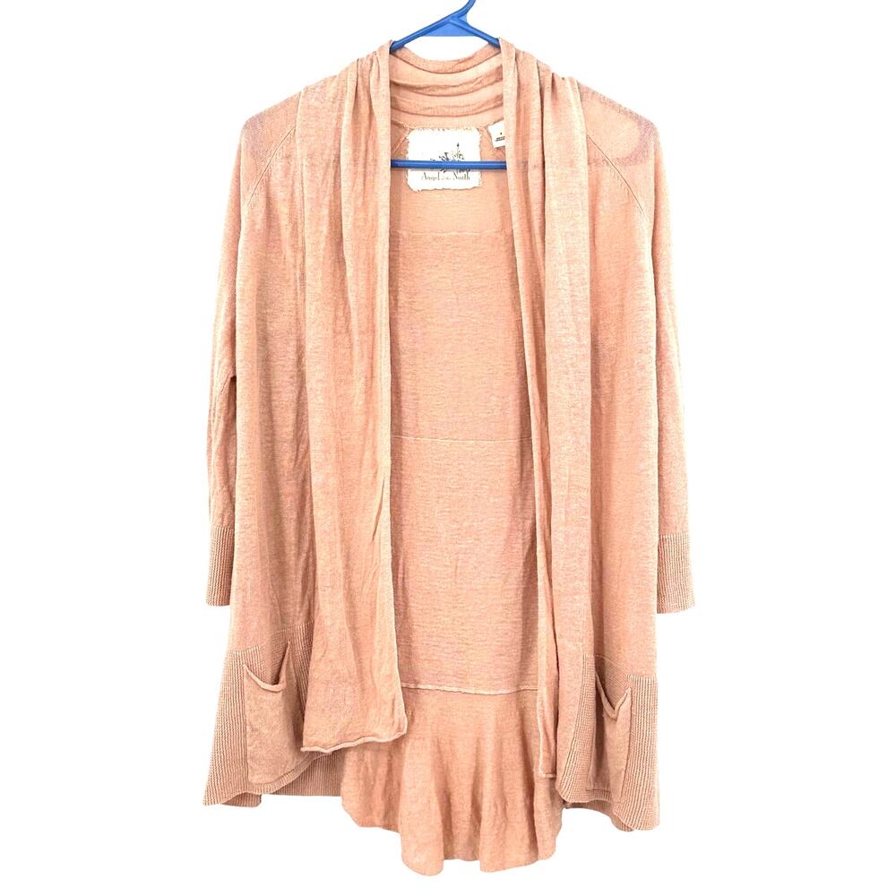 Angel of the North Size Small Anthropologie Pink Cardigan Sweater Linen Blend